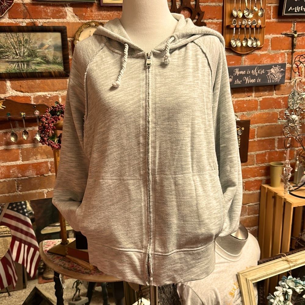 Calvin Klein size small gray, hooded, zippered sweatshirt